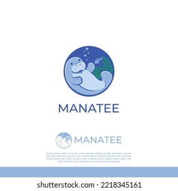 Illustration Manatee logo template, manatee vector svg