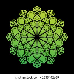 illustration of mandala art decor design. with a gradient of light green and dark very natural. vector illustration.