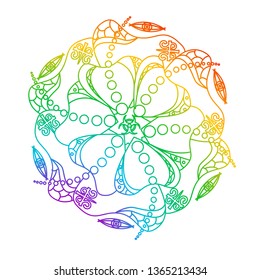 
Illustration - mandala in the color of the rainbow on the theme of flower.
