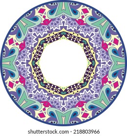 Illustration of mandala design. Concept image for card, yoga studio, meditation, stock vector. 