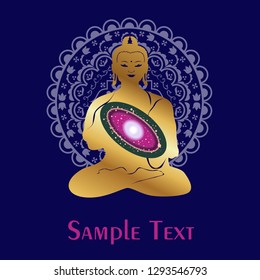illustration with mandala on a yoga theme with circles.
