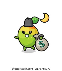 Illustration of mango cartoon is stolen the money , cute style design for t shirt, sticker, logo element