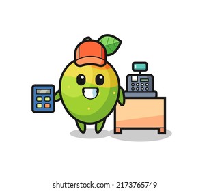 Illustration of mango character as a cashier , cute style design for t shirt, sticker, logo element