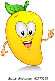 Illustration of a Mango Character Gesturing Something with its Arm