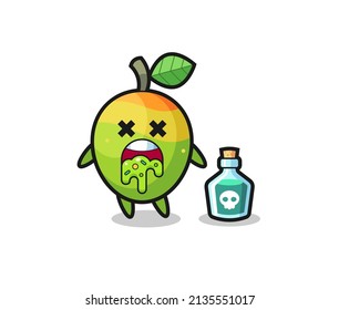 illustration of an mango character vomiting due to poisoning , cute style design for t shirt, sticker, logo element
