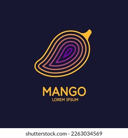 Illustration of a mango in a flat style. Isolated image on a dark background. Vector icon.