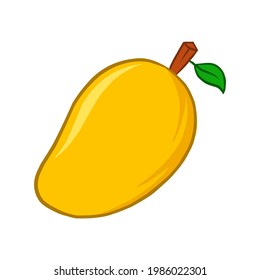 illustration of mango fruit, can be used to describe the shape or appearance of mango fruit, children's learning, mango taste, healthy food