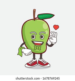 An illustration of Mango Fruit cartoon mascot character working as a Waiter