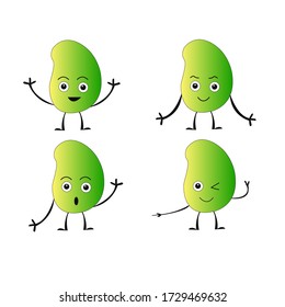 Illustration of mango fruit mascot character with various expressions