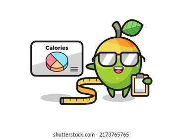Illustration of mango mascot as a dietitian , cute style design for t shirt, sticker, logo element