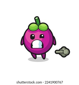 the illustration of the mangosteen cartoon doing fart , cute style design for t shirt, sticker, logo element