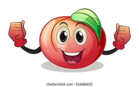 Illustration of a mangosteen with face