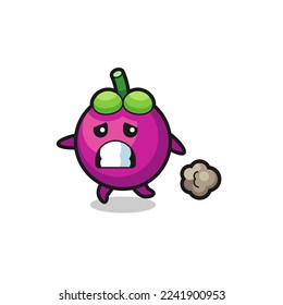 illustration of the mangosteen running in fear , cute style design for t shirt, sticker, logo element
