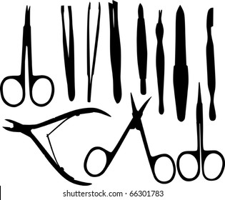 illustration with manicure set isolated on white background