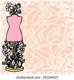 Illustration mannequin, tools for fashion design, background