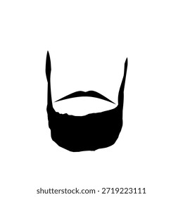 Ilustración de la barba y el bigote de un hombre. Diseño plano de una barba negra. Ilustración de dibujos animados del bigote de un hombre
