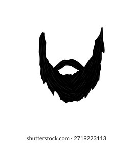 Ilustración de la barba y el bigote de un hombre. Diseño plano de una barba negra. Ilustración de dibujos animados del bigote de un hombre
