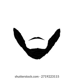 Ilustración de la barba y el bigote de un hombre. Diseño plano de una barba negra. Ilustración de dibujos animados del bigote de un hombre