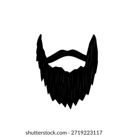 Ilustración de la barba y el bigote de un hombre. Diseño plano de una barba negra. Ilustración de dibujos animados del bigote de un hombre