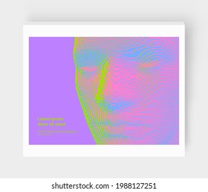Ilustración de la cara de un hombre creada a partir de pequeños cubos. Enmascaramiento social anónimo. Concepto de tecnología y robótica. Ilustración vectorial 3D del arte Voxel.