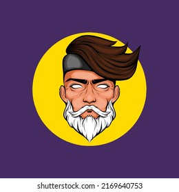 illustration of a man's face with a white beard