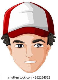 Illustration of a man's head with a cap on a white background