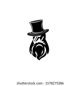 illustration of a man's logo with a magic hat isolated by a white background