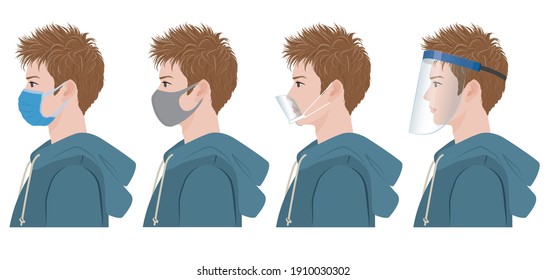 Illustration of a man's profile . Virus infection countermeasures.