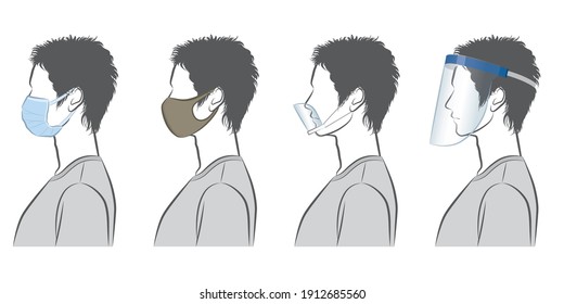 Illustration of a man's profile . Virus infection countermeasures.