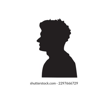illustration of a man's silhouette from the side. Man silhouette.