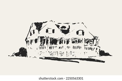 Illustration of a mansion, a large house, sketch