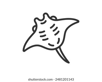 Illustration of a manta ray icon (line drawing).