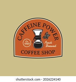 Illustration Manual Brewed Coffee Vintage Logo Badge