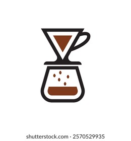 illustration of manual dripper brewed coffee drink