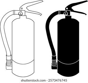 Illustration of a manual fire extinguisher in white and silhouette
