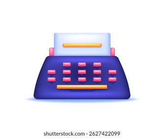 illustration of a manual typewriter. copywriting and journalist concept. typing machine. tool or device. symbol or icon. minimalist 3d style design
