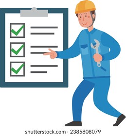 Illustration of a manufacturing man doing inspection