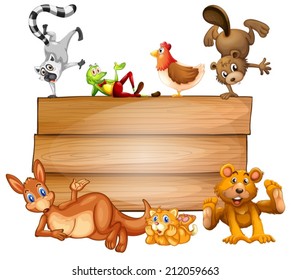 Illustration of many animals on a sign