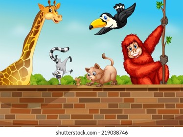 Illustration of many animals on the wall