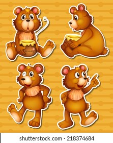 illustration of many bears and honey