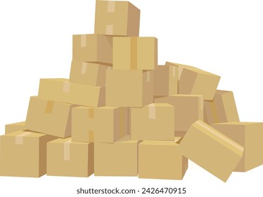  Illustration of many cardboard boxes piled up