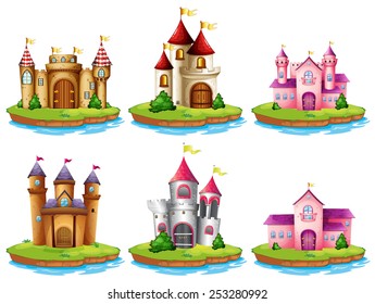 Illustration of many castles on the islands