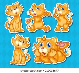 Illustration of many cats with background