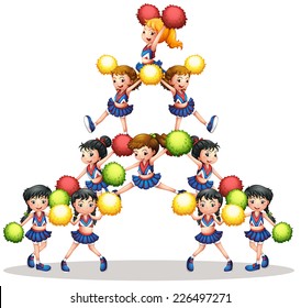 illustration of many cheerleaders
