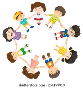 Illustration Of Many Children Holding Hands In A Circle