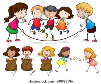 Illustration of many children playing