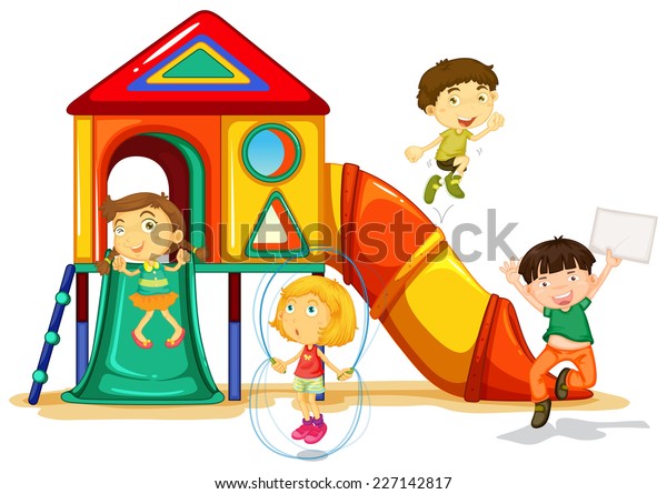 Illustration Many Children Playing On Slide Stock Vector (Royalty Free ...