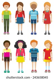 Illustration of many children standing