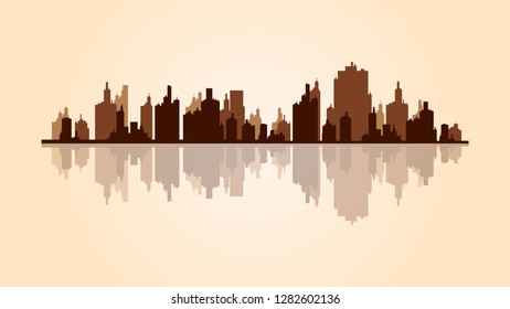Illustration of many city silhouette
