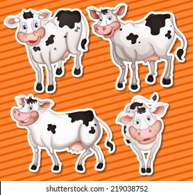 Illustration of many cows with background